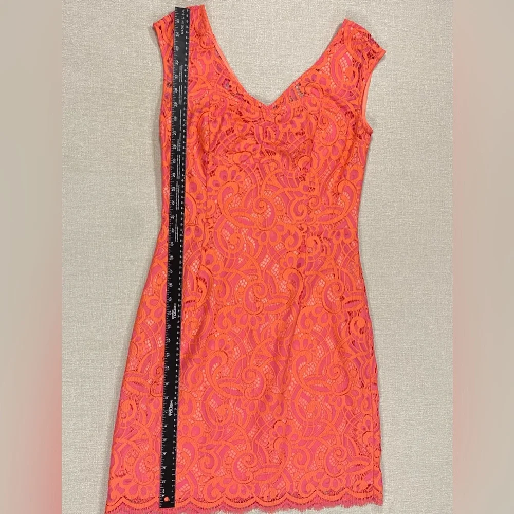 ๐ชธ 8 Lilly Pulitzer Rosaline Dress Lace Lined V Neck Pink and Orange Coral - Picture 7 of 11